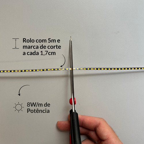 Fita Led Risque Ultra Fina 3mm 8w 3000k 5m 12v Pr Deluxe Luz Branco-quente Tensão de operação 8W/M