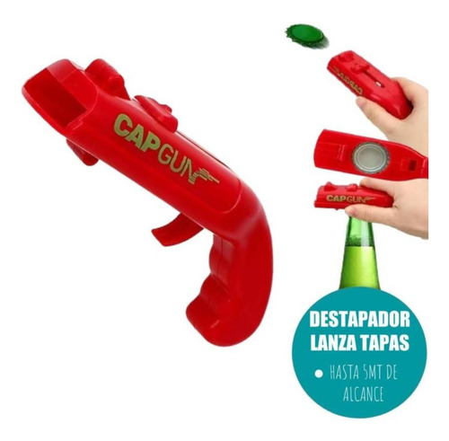 Destapador De Cerveza Pistola Cap Gun Dispara Tapas -llavero