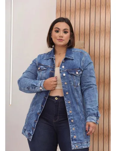 Maxi jaqueta jeans plus size sales