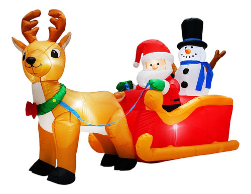 Inflable De Navidad Trineo De  Papá Noel  De 2m Iluminado 