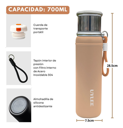 Termo Tomatodo 700 Ml Acero Inoxidable Café