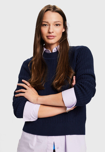 Sweater De Punto Con Cuello Redondo Mujer Esprit 123ee1i319