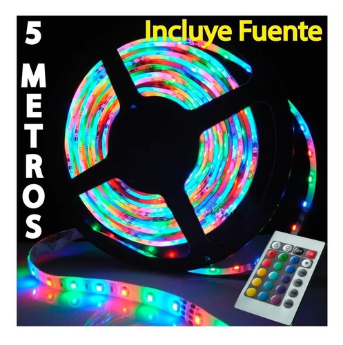 Tiras Led Rgb 5 Mts.- 60 Led X M. Fuente Y Control Remoto