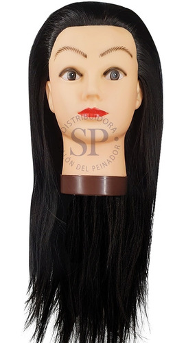 Imagen 4 de 7 de Cabeza Práctica Pelo Natural 60% Peluquería Larga 50 Soporte