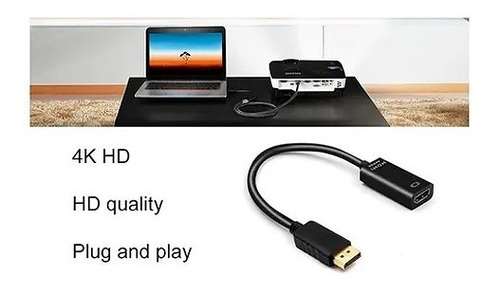 Cable Adaptador Convertidor Displayport Dp A Hdmi 4k Laptop