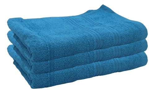 Juego 3 Toalla De Baño Grande Cuerpo Completo Algodón Suave Color Azul Claro 2 Rayas