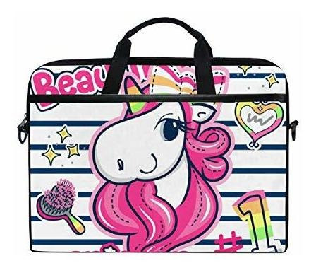 Bolsa Para Computadora Portátil Hermosa Niña Unicorni...