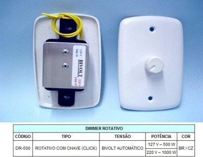 Roma Dr-500dimmer Rotativo C/ Chave 4x2 500wx127v/1000wx220v