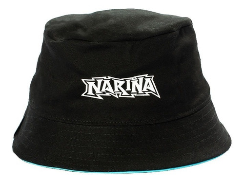 Chapeu Bucket Hat Narina Dupla Face Preto Turquesa  Original