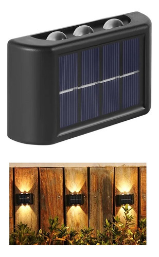 Foco Lámpara Aplique Solar Led Fotocélula Jardín 6 Led X2 Cs