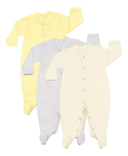 Set Mamelucos Bebe Rn Con Pies 100% Algodón Neek
