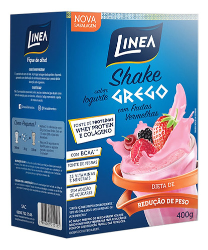 Pó para Shake para Redução de Peso Iogurte com Frutas Vermelhas Linea Caixa 400g