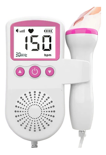 Monitor de ultrasonido cardíaco fetal Doppler para bebés, color rosa