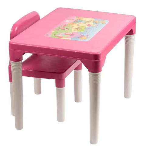 Mesa C/ Cadeira Infantil Styll Baby Educativa Princesas Rosa