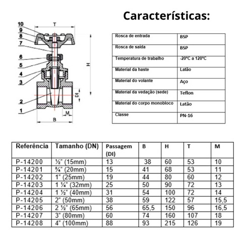 Registro De Gaveta Bruto 1 Polegadas Rosca Bsp