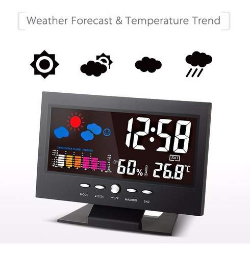 Reloj Termometro Digital Lcd Con Higrometro/alarma Interior