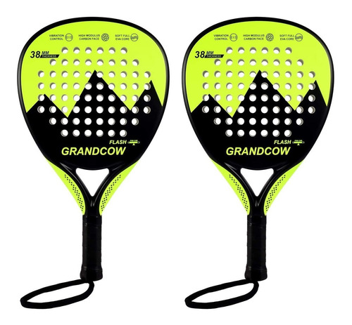 Raquetas Padel Grandcow Super Flash Fibra Carbono Prof 2 Pzs