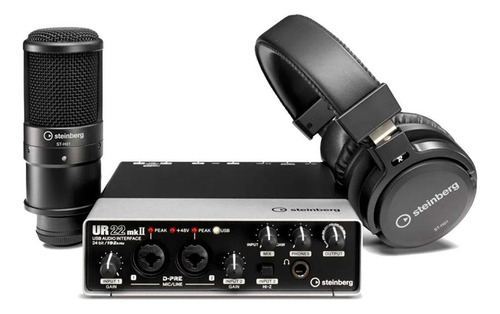Kit Recording Pack Steinberg Ur22 Interface Fone Microfone