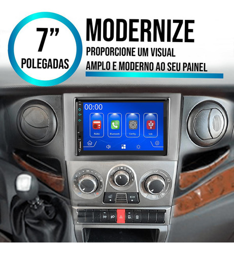 Kit Multimídia Mp5 7pol Iveco Daily 13-19 + Câmera E Moldura