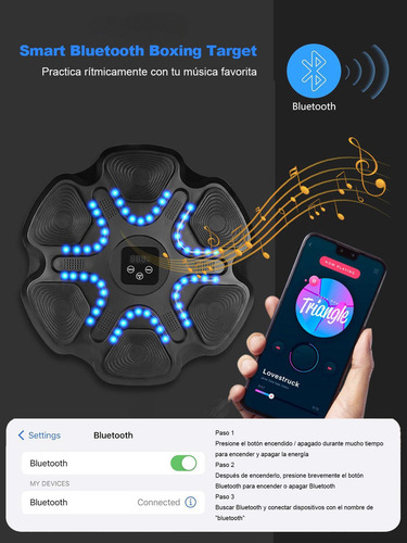 Máquina De Boxeo Karate Musical Bluetooth Inteligente Color Azul Multimodal Máquina De Boxeo Karate Musical Bluetooth Inteligente Guantes De Medio Dedo Incluidos