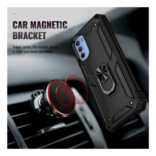 Funda Reforzada Con Anillo Para Modelos De Motorola Negro Moto G60s