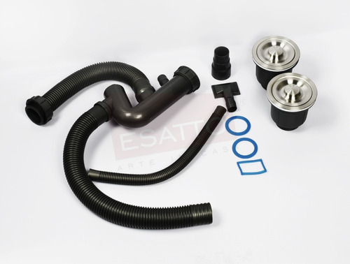 Esatto® Kit Swei Tarja Fregadero Doble Llave Contra Cespol Color Acero inoxidable