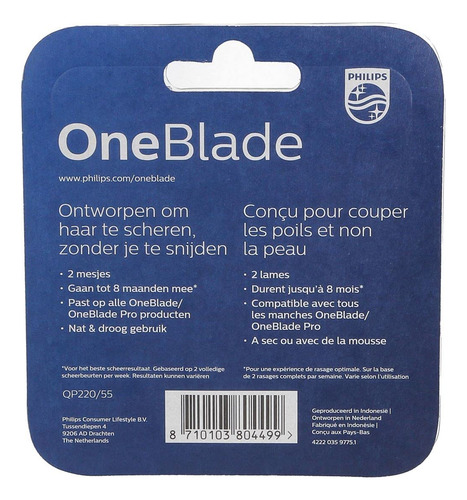 Recortadora Philips Oneblade Con 2 Cuchillas Reemplazables