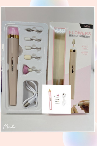 Imagen 1 de 1 de Mini Torno Portatil De Uñas Recargable Usb Juego De Fresas