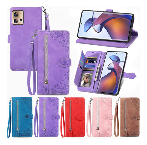 Funda De Cuero Retro Con Tapa For Motorola, Con Cordón