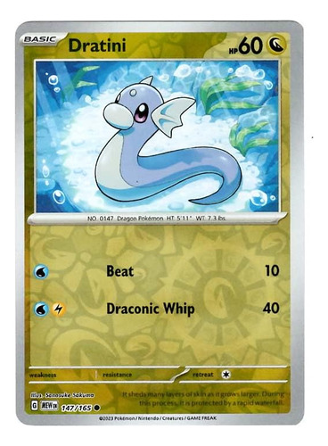 Pokemon - Dratini 147/165 - Reverse Foil - Carta Indivi