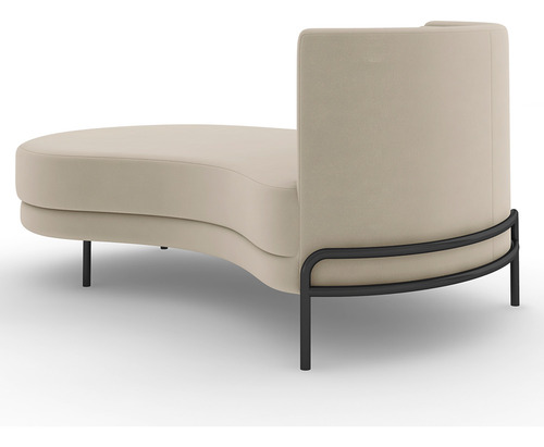 Sofá Chaise Longue Sala Living Lucca Esquerdo Veludo Bege