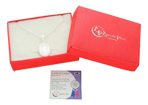 Dije Medalla Virgen Óvalo Oztext + Cad Plata .925