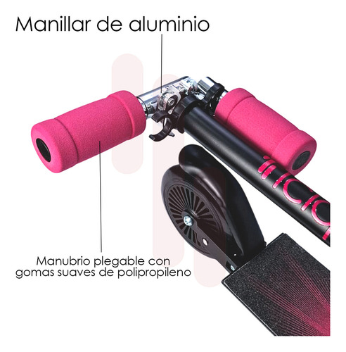Scooter Patin Del Diablo Niños Altura Ajustable Iciqlo Color Rosa