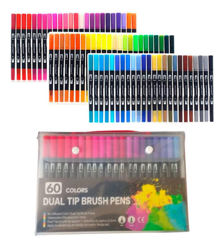 Plumones Dual Brush Pens Marcadores Doble Punta 60 Colores