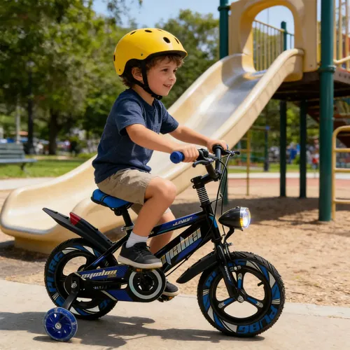 Bicicleta Infantil 16 Pulgadas Negro Y Naranja Con Accesorio
