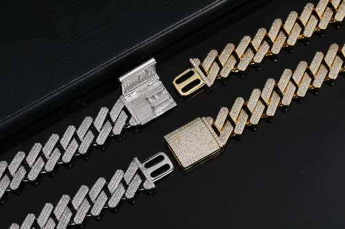 Imagen 3 de 5 de Cadena Cubana Gargantilla 18k Oro Blanco Masculino Hombre