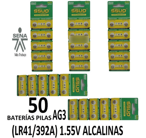 50 Pilas Baterías Ag3 Lr41 192 