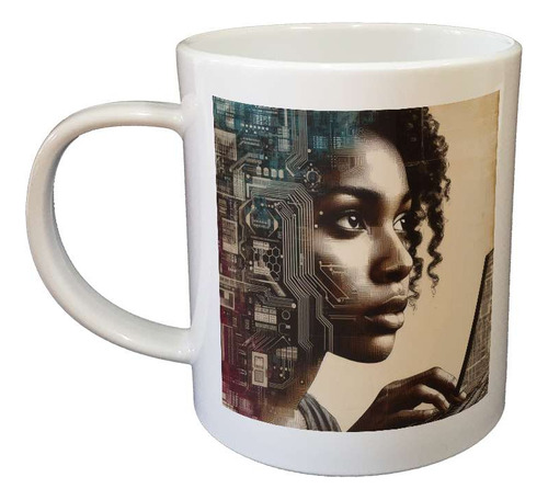 Taza Plastico Mujer Africana Digital Programacion M2