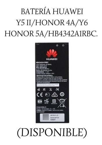 Batería Huawei Y5 2, Honor 4a, Y6, Honor 5a, Hhb4342a1rbc.