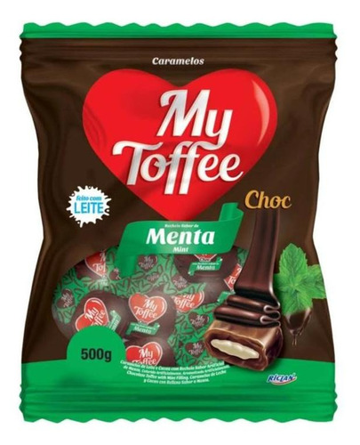 Bala Caramelo My Toffee Chocolate Recheio Menta 500g