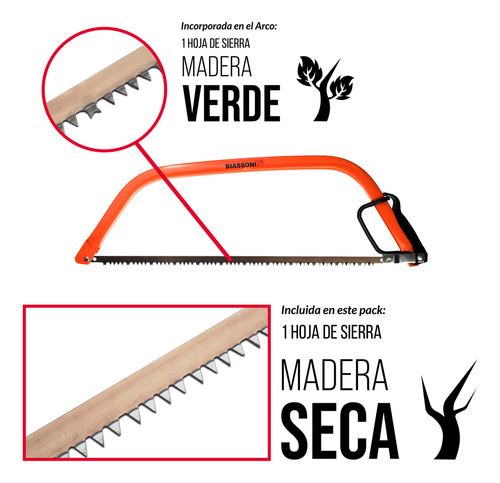 Arco Montaraz Poda 30 PuLG + Hoja Sierra M/seca - Biassoni