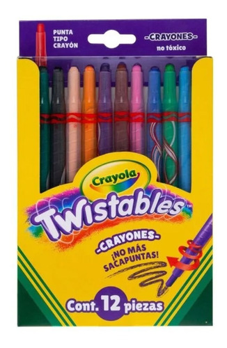 12 Crayones Twistables Largos Sistema Giratorio Crayola