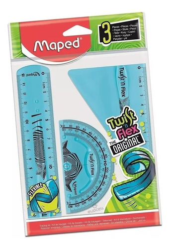 Kit De Geometría Maped Flexible (regla, Escuadra, Transp.)