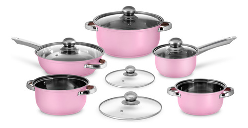 Batería De Cocina Sofía Pink Color Rosa 22 Piezas