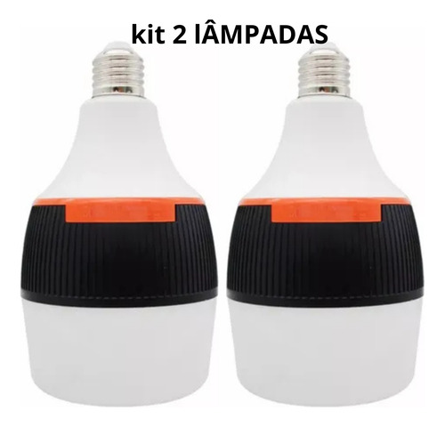 Kit 2 Lampadas De Emergencia Inteligente Led 30w Bivolt Branco