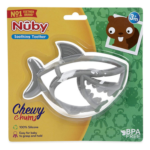 Nuby Chewy Chums All Mordedor Calmante De Silicona, Tiburón