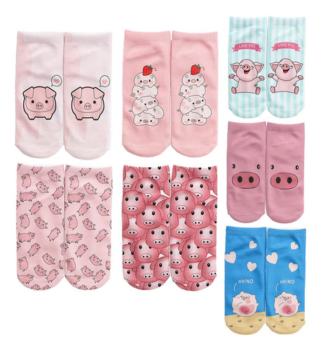 Angelteers Cartoon Pig Ankle Socks Cute Farm Animal Short So