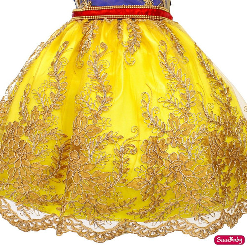 Imagem 5 de 8 de Vestido Princesa Branca De Neve Infantil Coroa E Luvas