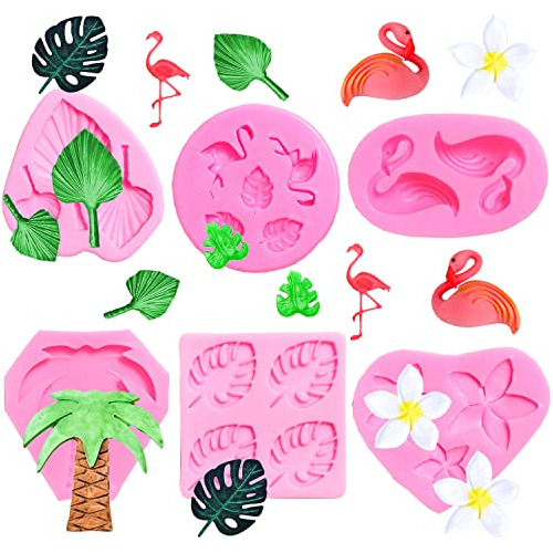 Doumeny 6pcs Flamingo Fondant Molde Set Fan Leaf 9lwhh