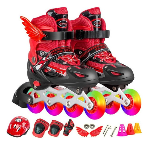 1 Combo Patines Incluye Casco,protecciones Y Mochila De